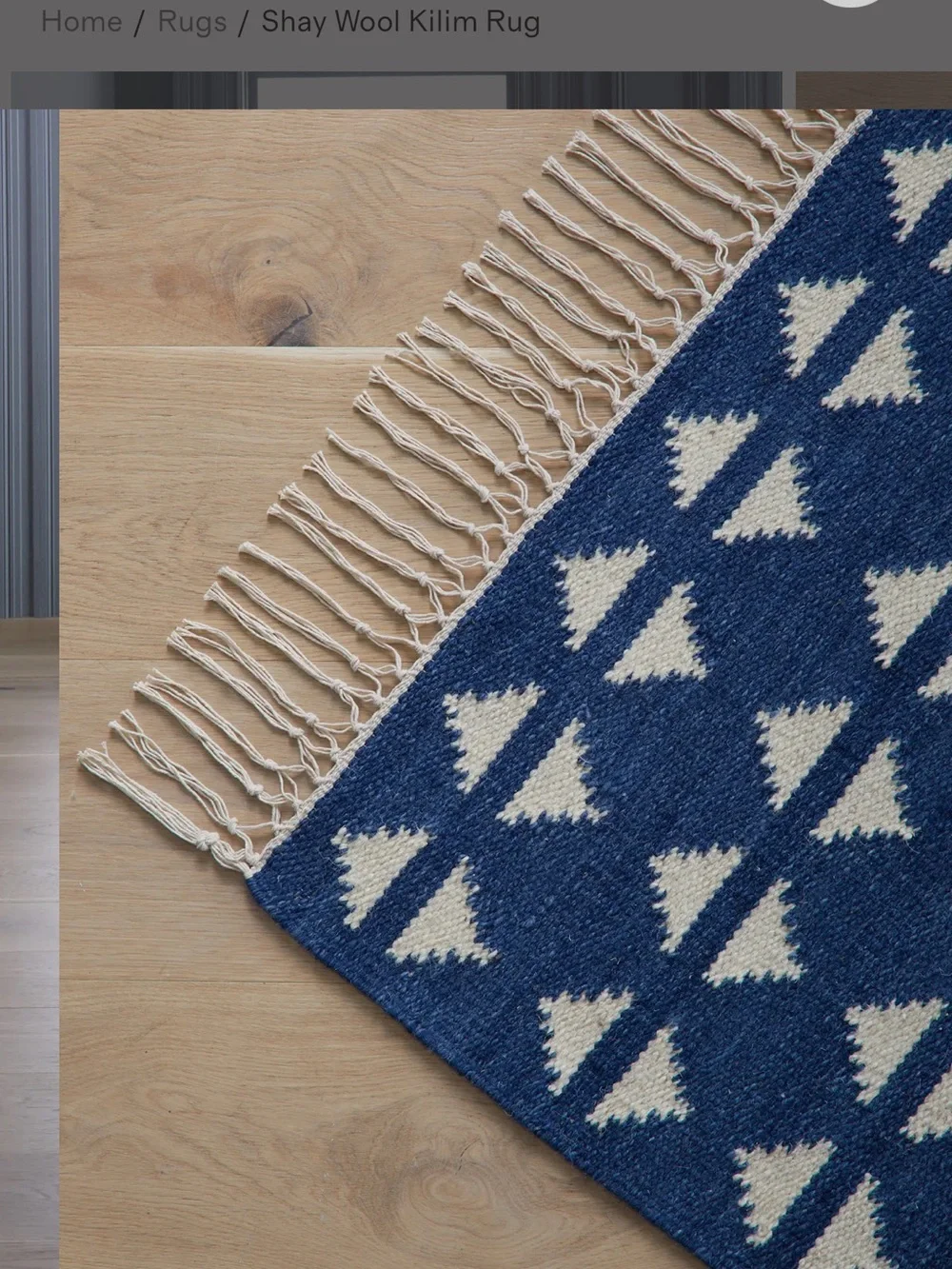 Quince Navy and Cream Geometric Runner Rug